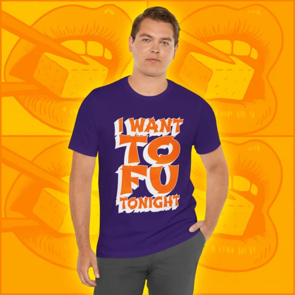 I Want TOFU Tonight T-Shirt Purple Model