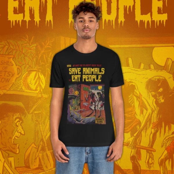 Save Animals Eat People T-Shirt Black Model