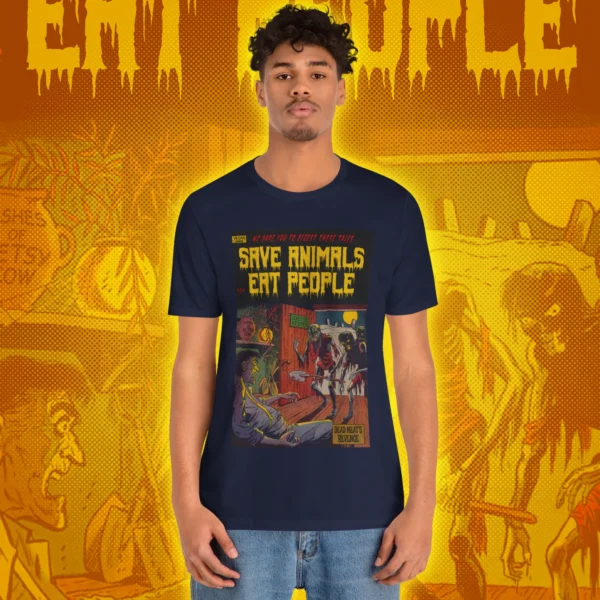 Save Animals, Eat People T-Shirt Navy Model