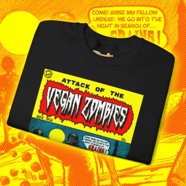Attack Of The Vegan Zombies Sweatshirt Black Folded