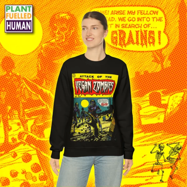 Attack Of The Vegan Zombies Sweatshirt Black Model 2