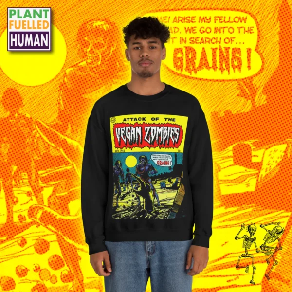 Attack Of The Vegan Zombies Sweatshirt Black Model