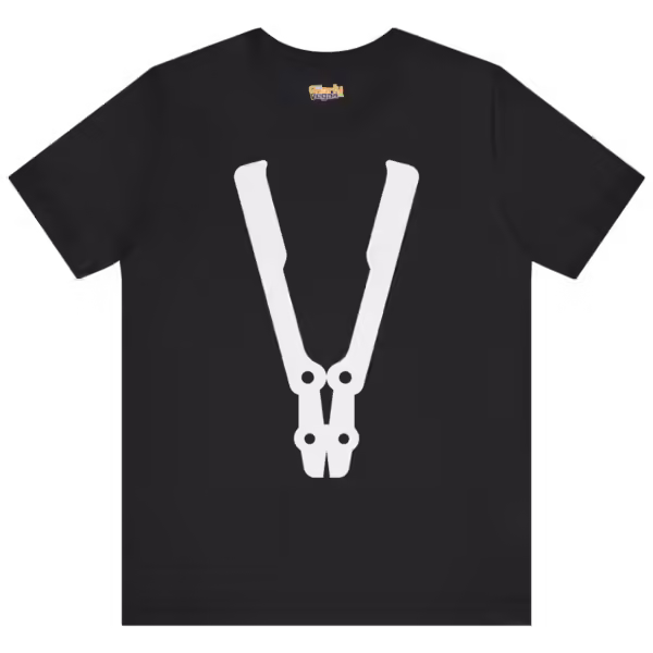 Bolt Cutter Icon T-Shirt Black with V-shaped vegan symbol