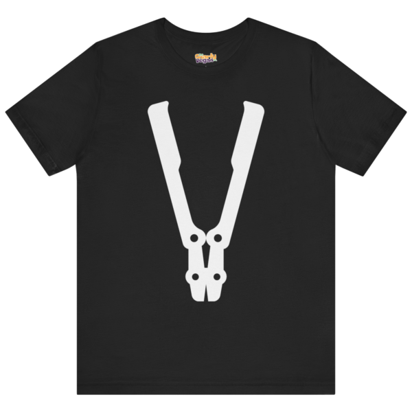 Bolt Cutter Icon T-Shirt Black with V-shaped vegan symbol