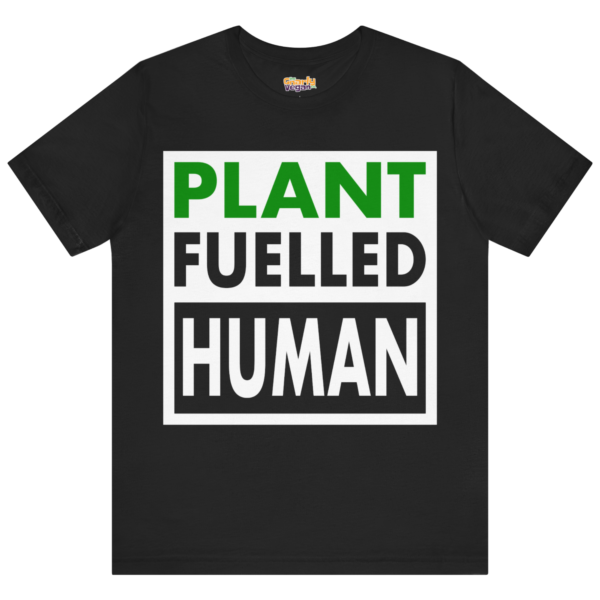 Plant Fuelled Human black vegan T-shirt product mockup