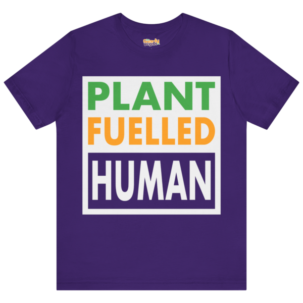 Plant Fuelled Human purple vegan T-shirt product mockup